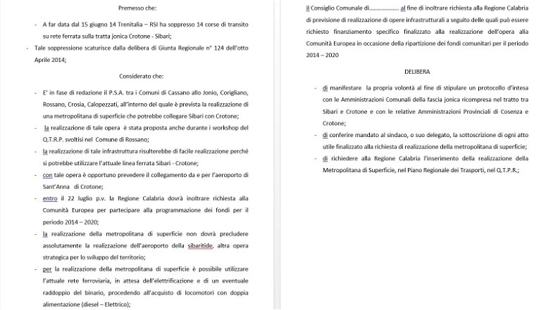 Officina Jonio Italia, redatto insieme ai sindaci documento per richiesta realizzazione metropolitana di superficie