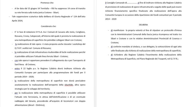 Officina Jonio Italia, redatto insieme ai sindaci documento per richiesta realizzazione metropolitana di superficie