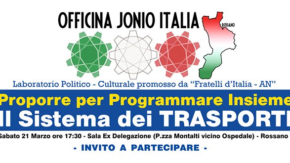 Rossano, sabato 21 il laboratorio politico di Officina Jonio Italia 