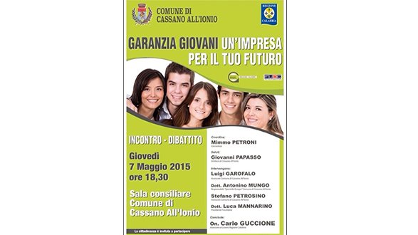 Garanzia Giovani, domani Guccione a Cassano