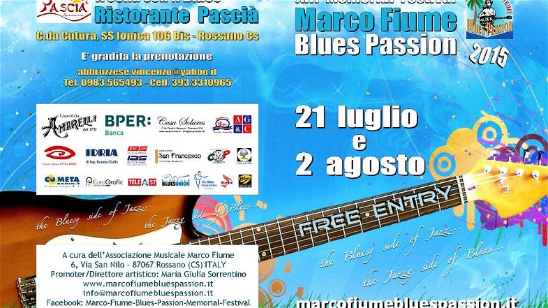 Rossano, al via la XIII edizione del Marco Fiume Blues Passion