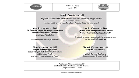 Rossano: Amarelli, parte Estate al museo 2015