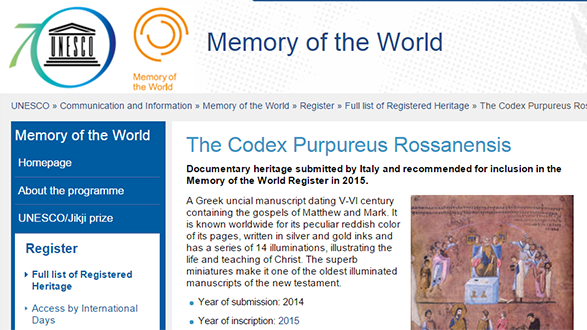 Come il Codex è stato riconosciuto Memoria del mondo