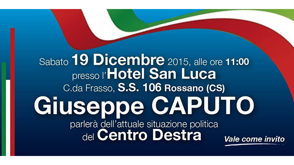 Rossano, sabato 19 conferenza stampa dell'On. Giuseppe Caputo