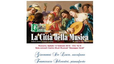 Rossano, De Luca-Silvestri per il nono concerto de la XI^ stagione de la città della musica