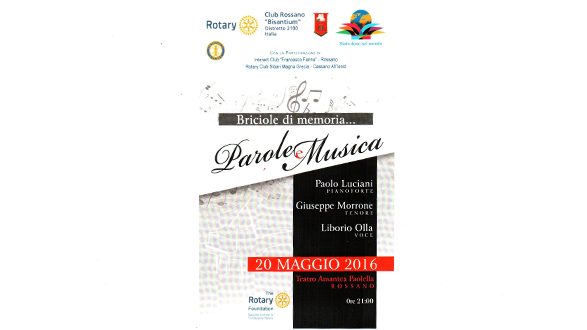 Il 20 maggio concerto di beneficenza del Rotary Club Rossano