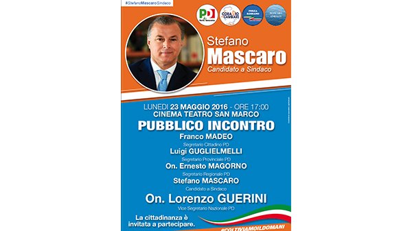 Guerini a Rossano per il candidato a sindaco Stefano Mascaro 
