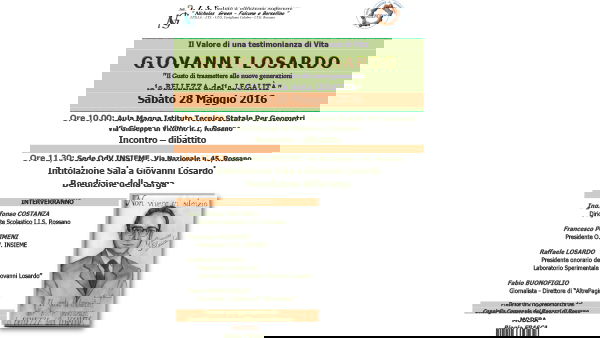 Rossano: Intitolazione Sala alla vittima di mafia Giovanni Losardo
