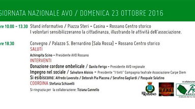 AVO giornata nazionale, Domenica 23 Ottobre nel centro storico Rossano. 