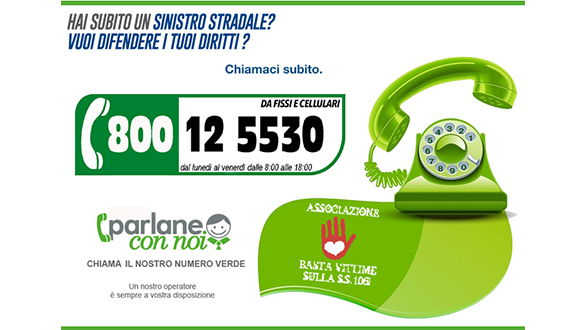 È attivo il numero verde per tutelare i cittadini che hanno subito un sinistro stradale