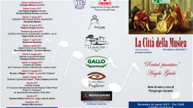Città della Musica, Corigliano: Castello Ducale domenica 26 marzo ore 19. Il maestro Guido
