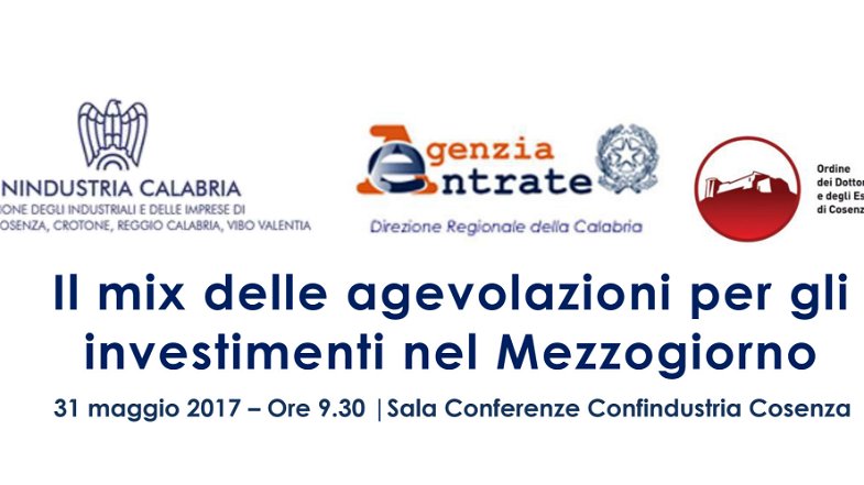 Confindustria Cosenza: seminario su agevolazioni investimenti nel Mezzogiorno