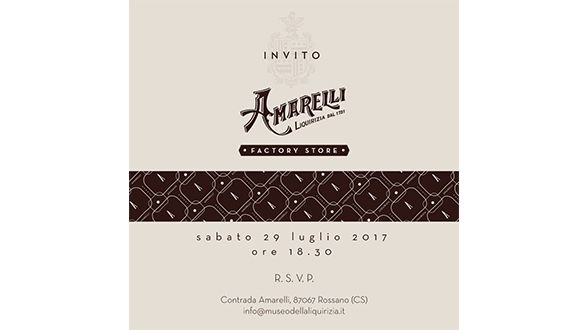 Amarelli, da domenica 30 il nuovo factory store