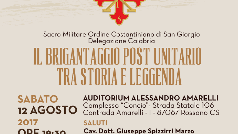 Rossano, Auditorium Liquirizia Amarelli: stasera ore 19:30 incontro sul Brigantaggio