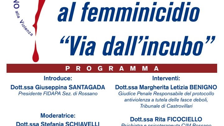 Fidapa Rossano: dallo stalking al femminicidio. Convegno Auditorium Amarelli