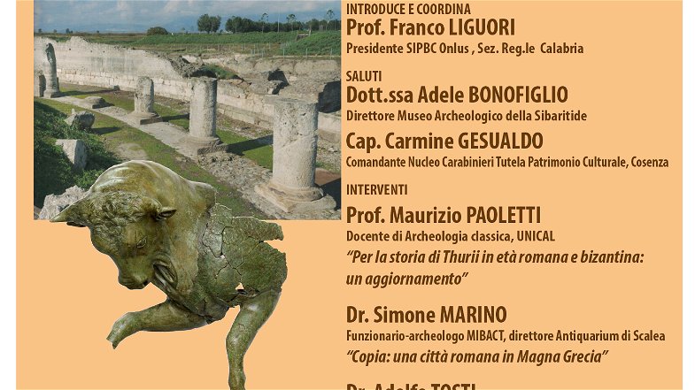 Archeologia, Copia-Thurii nel convegno organizzato dalla SIPBC Calabria e il Museo Archeologico Sibaritide