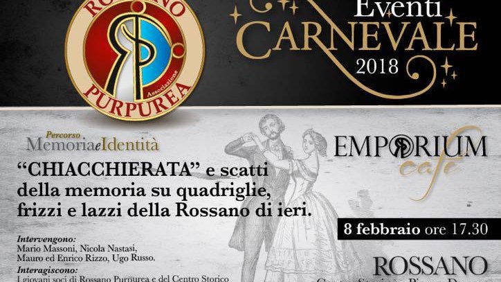 Rossano Purpurea: l'8 nell'Emporium Cafè si celebra il Carnevale 2018