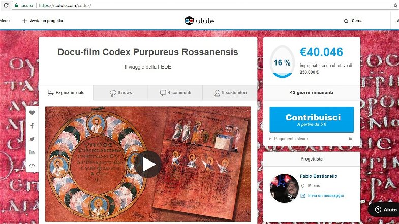 Codex, Mascaro invita a sostenere progetto Docufilm