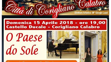 Corigliano,stagione concertistica: il 15 aprile 