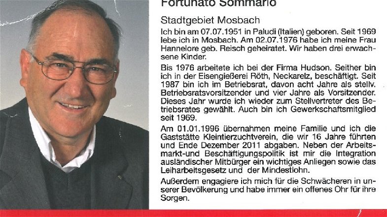 Fortunato Sommario, operaio di Paludi, diventa consigliere comunale in Germania