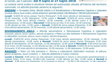 Cariati,SocialEstate 2018: dal 9 luglio parte la colonia estiva, fino al 27