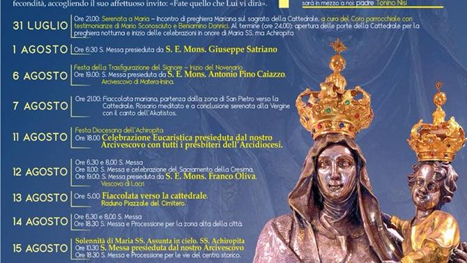 Diocesi Rossano Cariati: si aprono domani le celebrazioni in onore di Maria SS.ma Achiropita