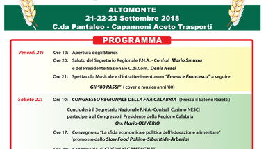 Ad Altomonte la prima Fiera dell'Agricoltura e Alimentazione. DAl 21 al 23 settembre