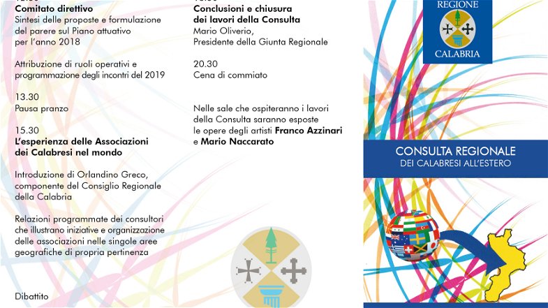 24 e 25 settembre Consulta Regionale dei Calabresi all'Estero