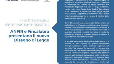 Finanziarie regionali, domani presentazione nuovo disegno di legge