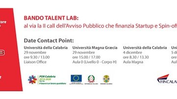 Regione Bando TalentLab Startup e Spin-off: programmati i contact point