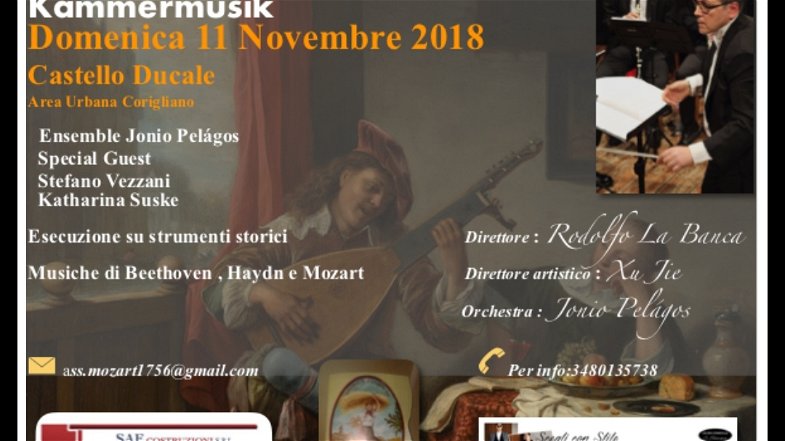 Stagione Concertistica Internazionale '18/'19, CSM Mozart: domenica 11 nel Castello Ducale, Kammermusik