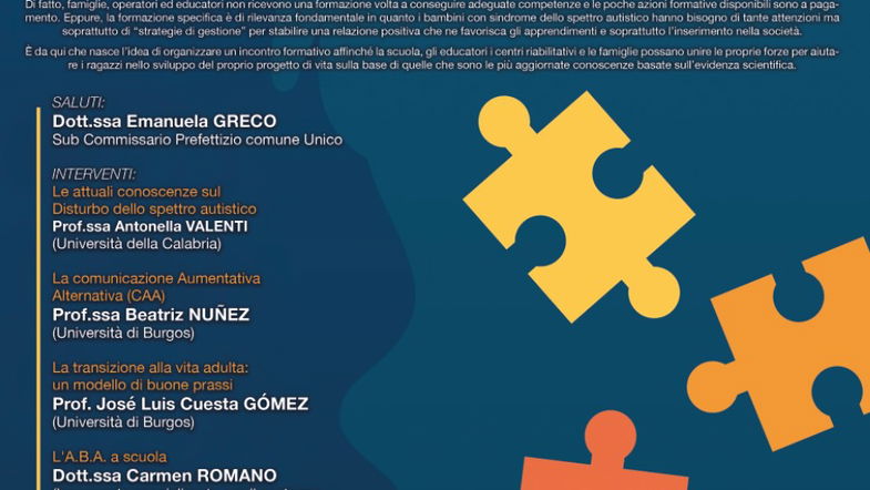 Autismo, venerdì 14 incontro con esperti su teoria e pratica