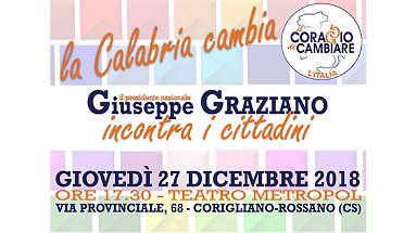 Corigliano-Rossano, giovedì 27 Giuseppe Graziano incontra i cittadini