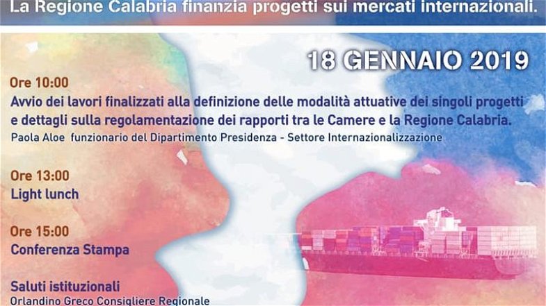 Calabria, conferenza stampa su progetti con camere di commercio estere