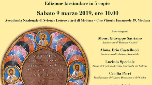 Il 9 marzo a Modena presentazione edizione facsimilare del Codex Purpureus Rossanensis