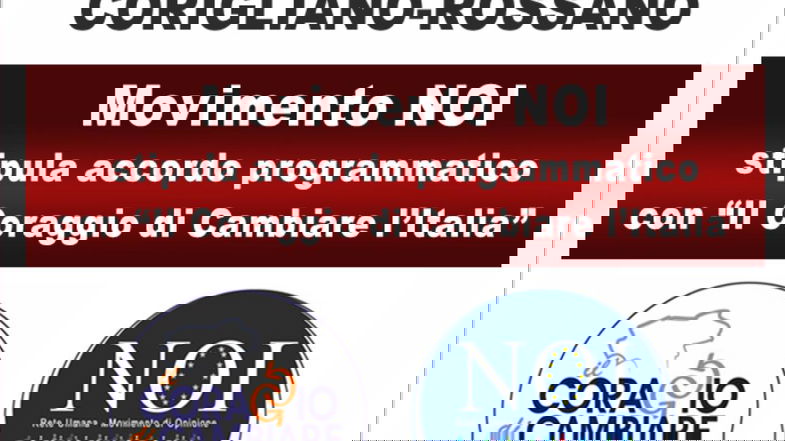 Movimento NOI firma un accordo programmatico con il Coraggio di Cambiare