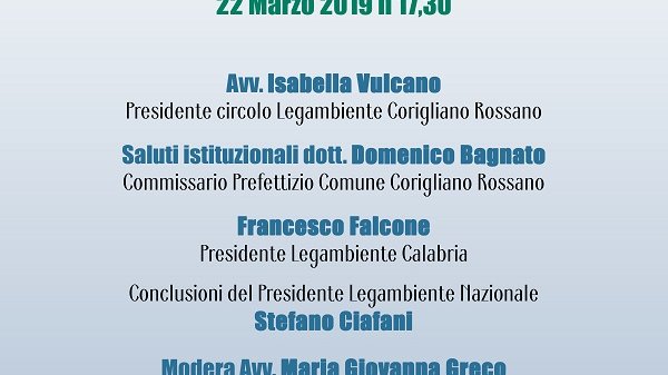 Il 22 marzo sarà inaugurato il nuovo Circolo di Legambiente Corigliano Rossano