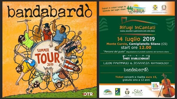 Il 14 luglio, località Monte Curcio, il concerto della Bandabardò a Rifugi inCantati, organizzato dal G.A.L. Sila Sviluppo