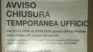 Chiusura ufficio postale Cantinella, Stasi: “pronto alla mobilitazione”