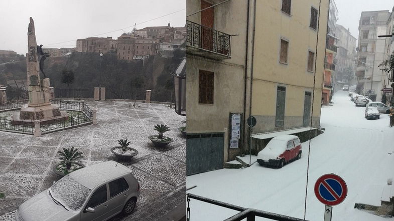 Arriva la neve nello Ionio cosentino tra disagi e la felicità dei più piccoli