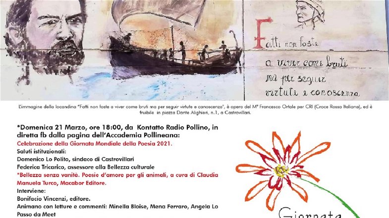  Castrovillari, tre appuntamenti per il “Dantedì” e la Giornata mondiale della Poesia 2021