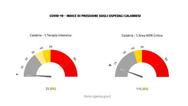 Emergenza covid, in Calabria oggi si registrano 11 nuovi ricoveri e una vittima