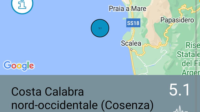 Terremoto Magnitudo 5.1 a Praia a Mare avvertito in tutta la Calabria e la Basilicata