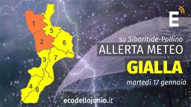 Domani è allerta gialla su Sibaritide-Pollino: vento e pioggia lungo i rilievi montuosi e sul litorale