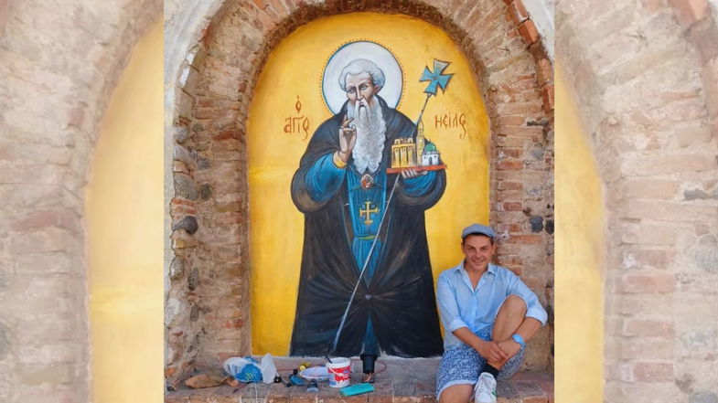 Si arricchisce il trittico dell'artista Scino con la prima icona votiva dedicata a San Nilo