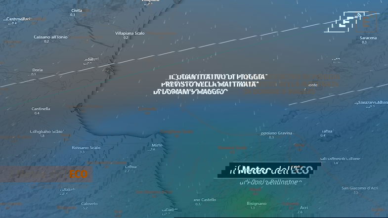 Veloce fronte perturbato in arrivo sulla Sibaritide. Piogge intense a tratti ma la siccità continua