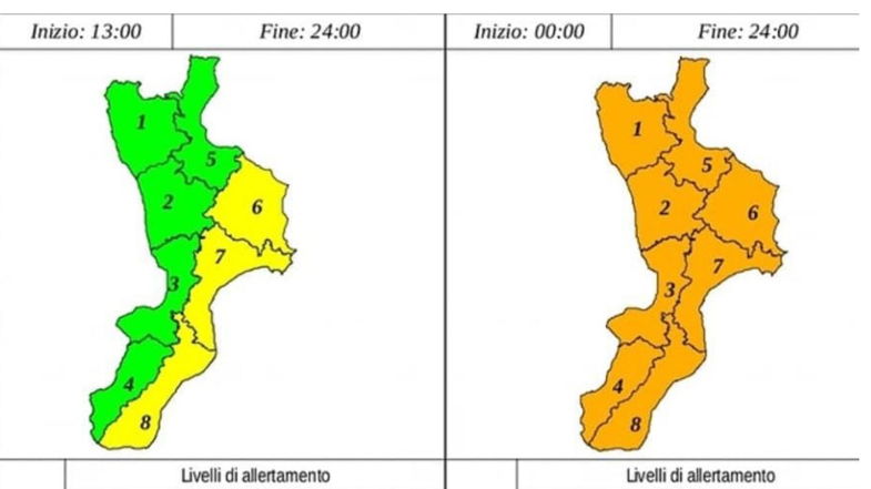 La Protezione Civile ha diramato l'allerta meteo arancione per la giornata di domani