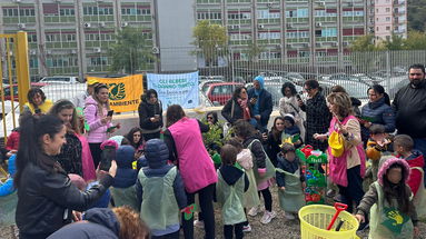 Per la Giornata dell’Albero alla G. Rizzo i bambini piantano un mandarino