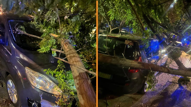 Forte vento a Co-Ro nella notte: danneggiate due auto e una moto 