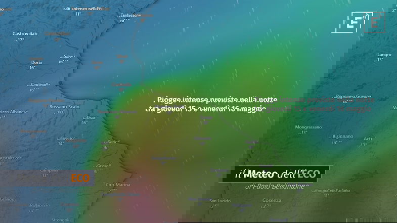 Sibaritide nella morsa del maltempo: ore decisive per piogge intense e venti forti